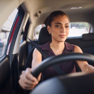 a women is driving