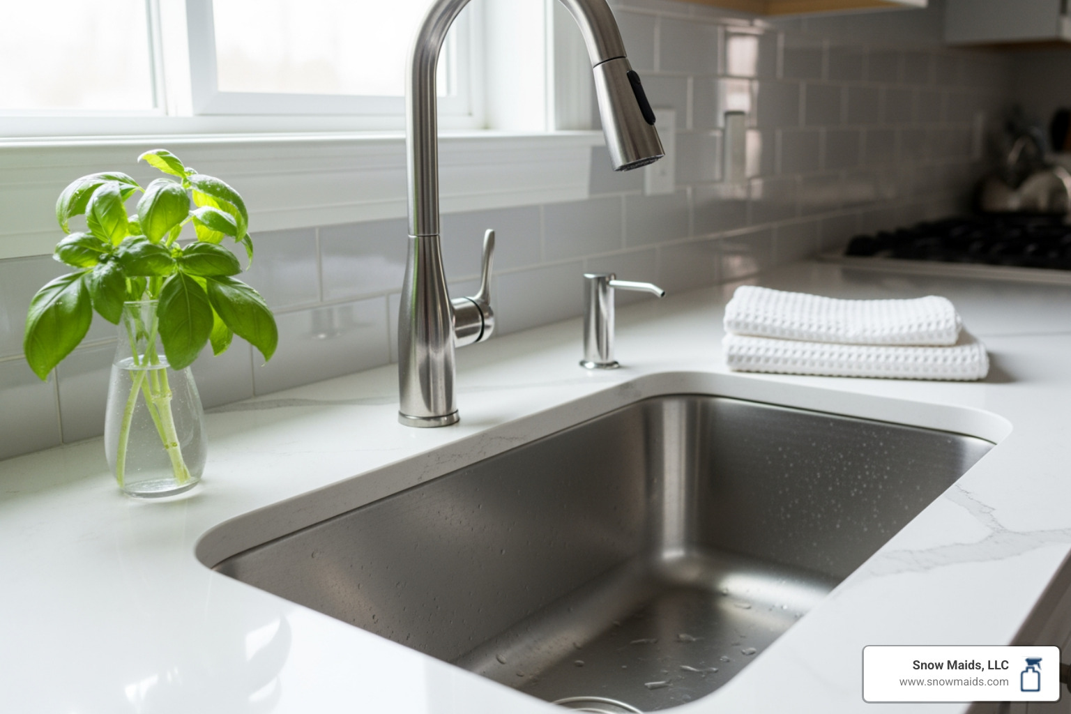 sparkling clean kitchen countertop and sink - affordable housekeeping service in monument, co