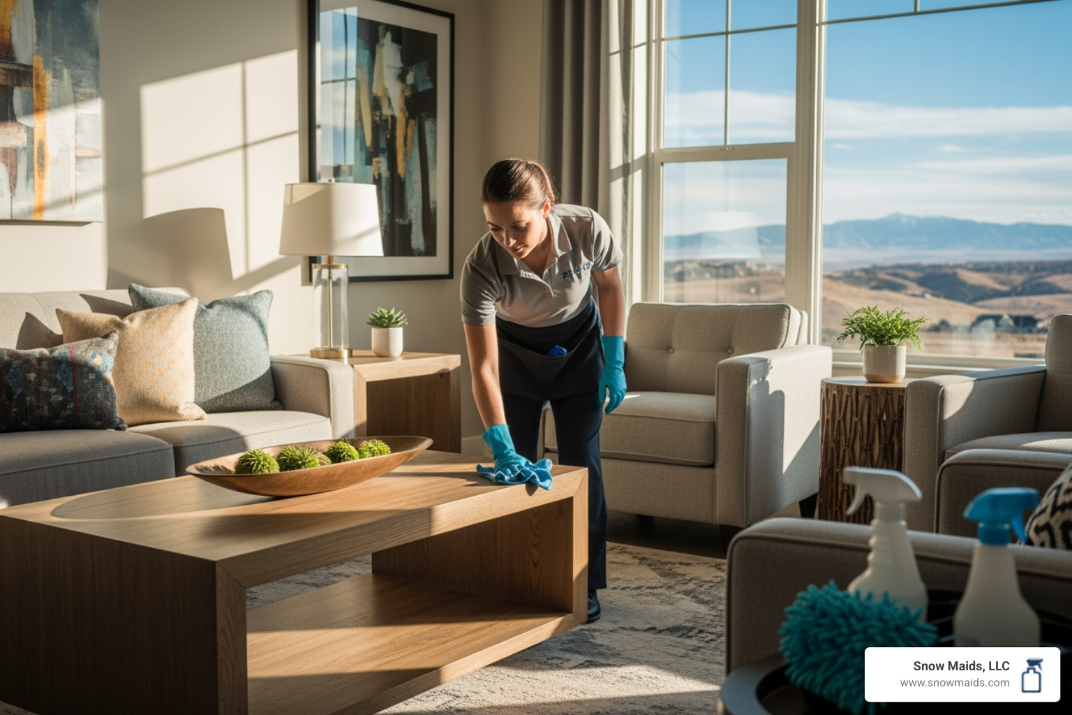 Infographic showing the top 5 benefits of professional housekeeping: more free time for family and leisure activities, healthier indoor environment with reduced allergens and bacteria, significantly reduced stress and mental burden from household chores, consistent baseline cleanliness maintained between professional visits, and superior professional results using specialized equipment and techniques - best housekeeping services in highlands ranch, co