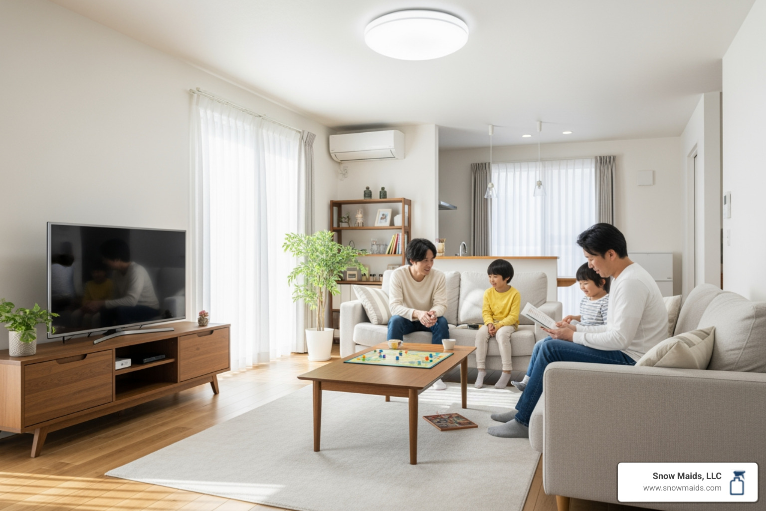 infographic showing three main benefits of professional house cleaning: a clock icon labeled "More Free Time for Family and Hobbies," a home with sparkles labeled "Healthier Home Environment with Reduced Allergens," and a peaceful face icon labeled "Reduced Stress and Mental Clarity" - house cleaning services in morrison, co