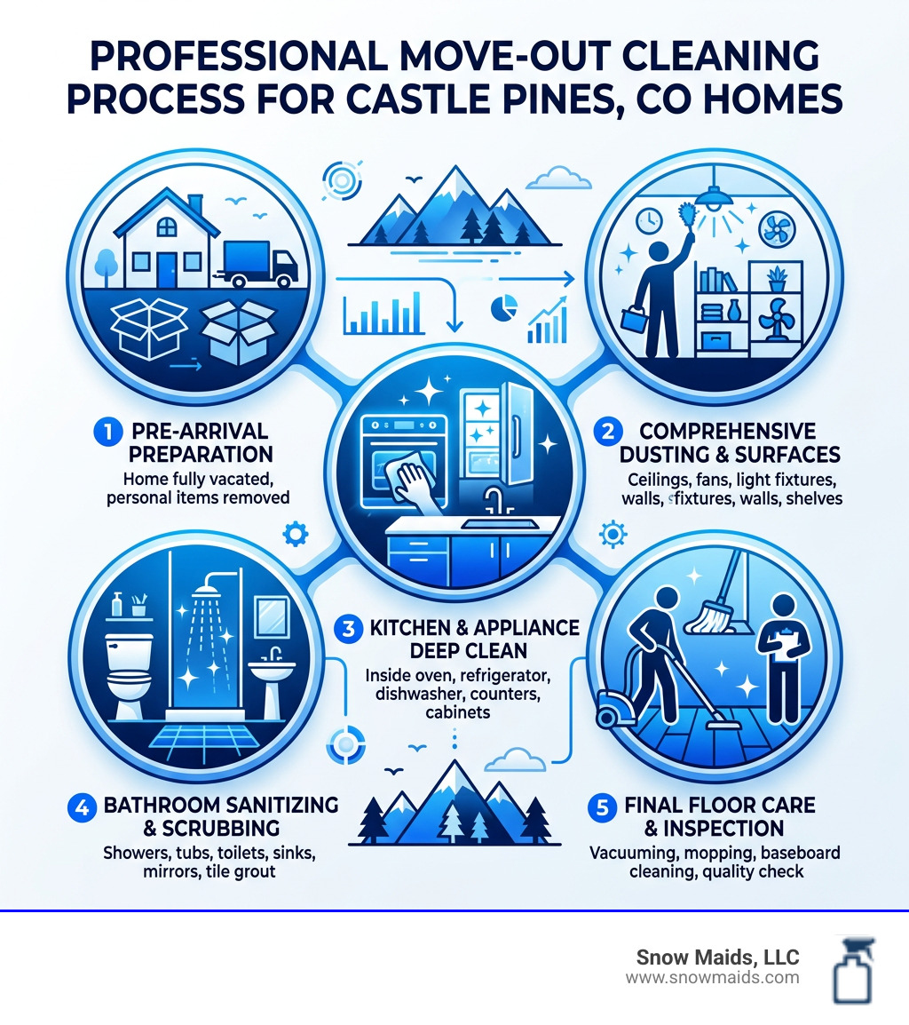 Infographic showing the professional move-out cleaning process steps for Castle Pines CO homes - move-out cleaning in castle