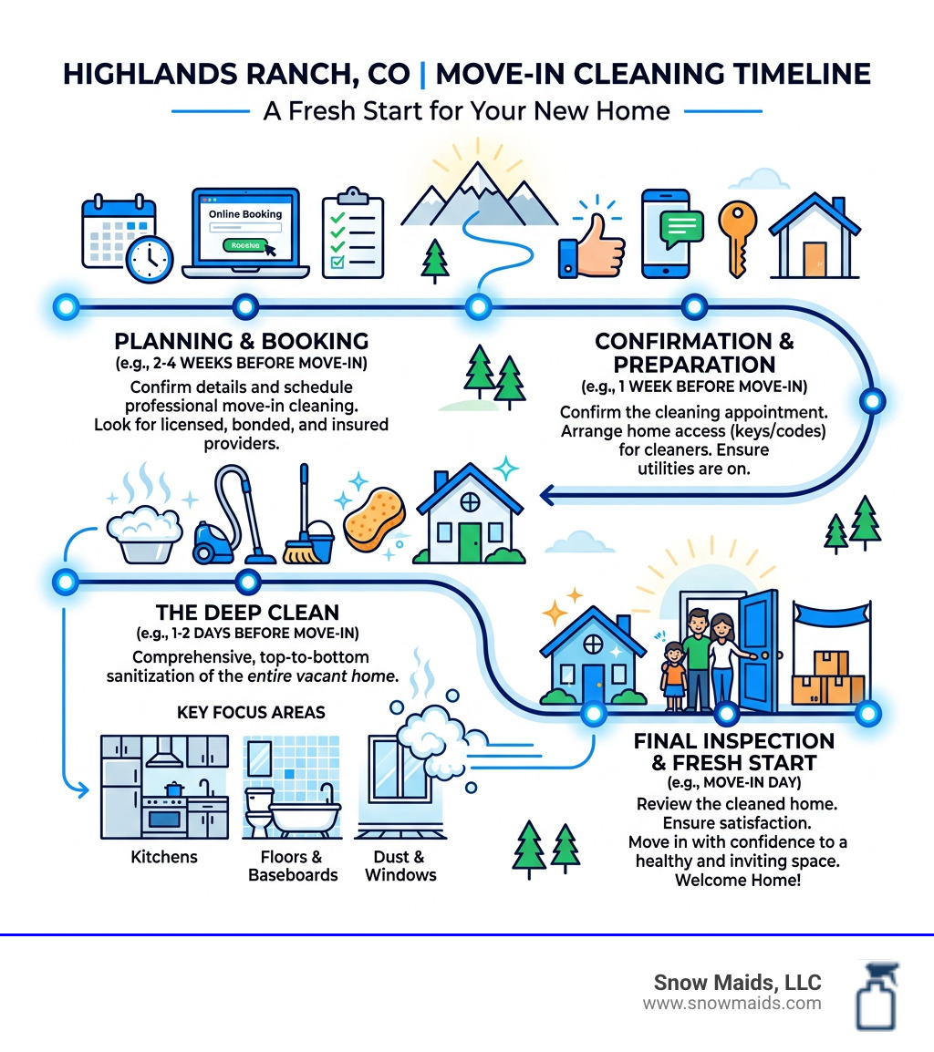 Move-in cleaning timeline infographic for Highlands Ranch CO homes - move-in cleaning in highlands ranch, co infographic 