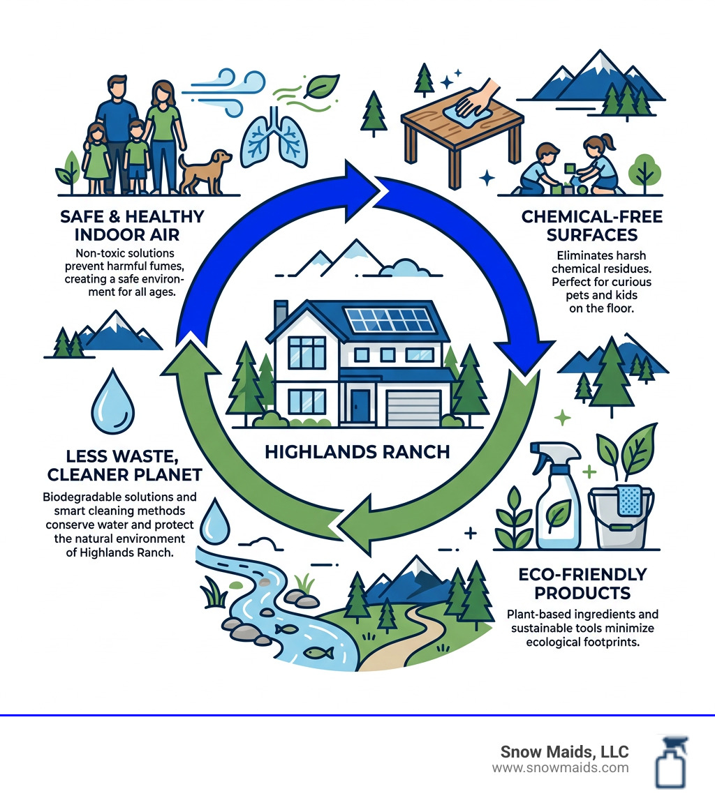 Infographic showing the cycle of eco-friendly home wellness in Highlands Ranch CO - eco friendly cleaning in highlands