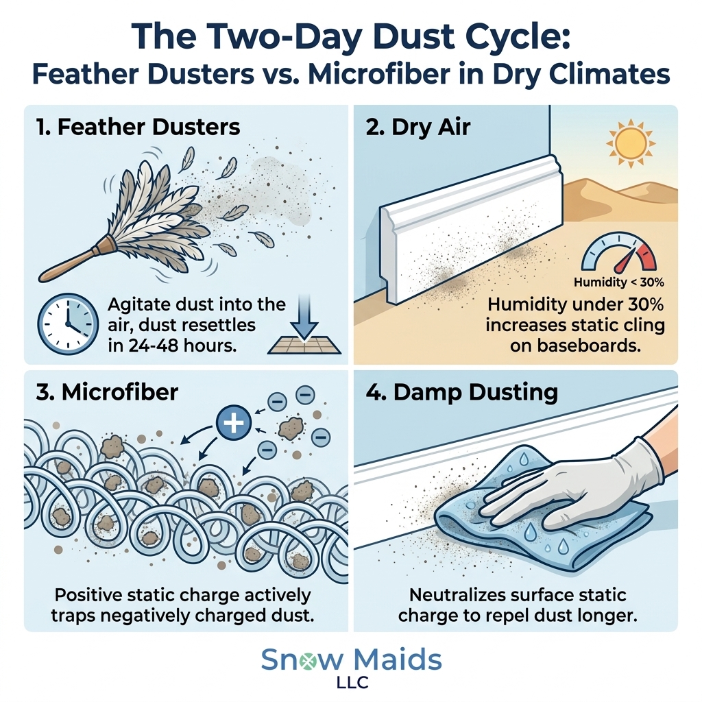 The Two-Day Dust Cycle: Feather Dusters vs. Microfiber in Dry Climates