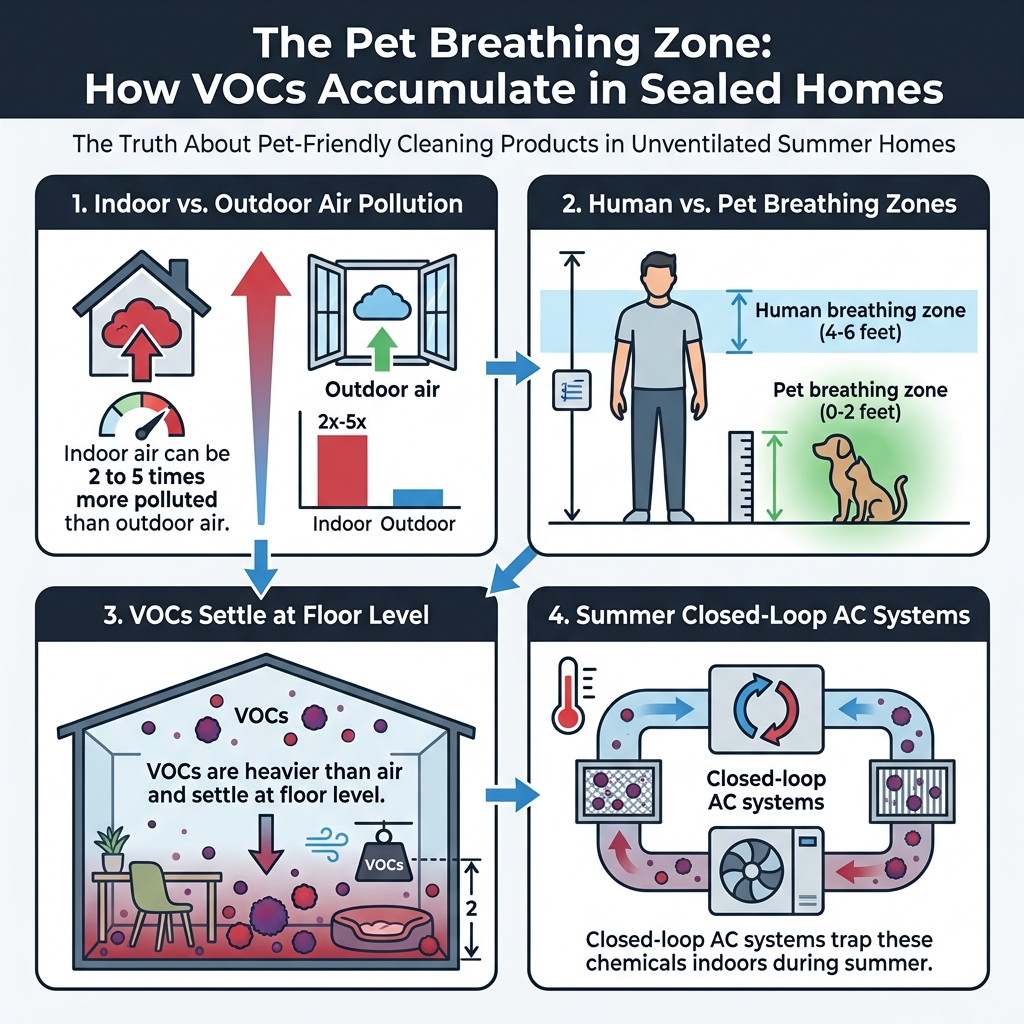 The Pet Breathing Zone: How VOCs Accumulate in Sealed Homes