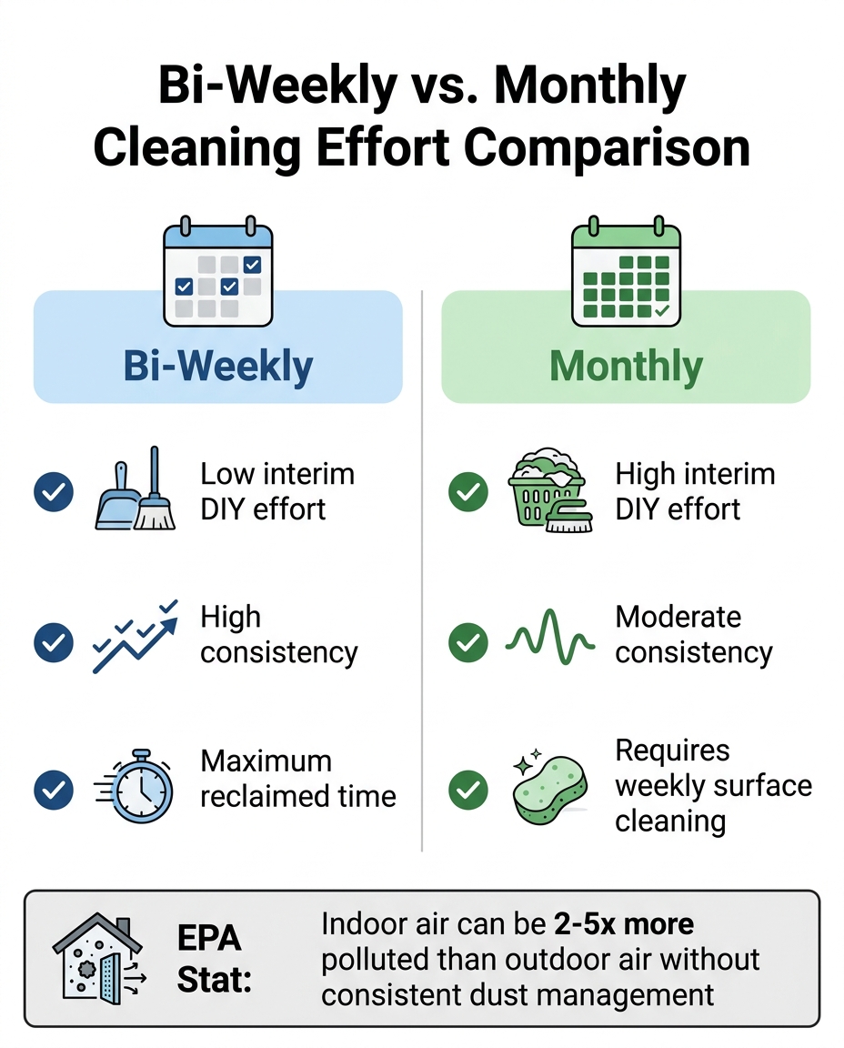 Bi-Weekly vs. Monthly Cleaning Effort Comparison