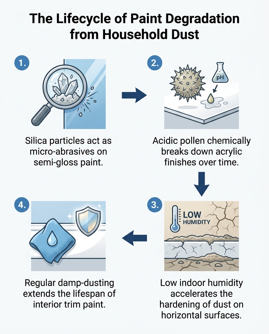 The Lifecycle of Paint Degradation from Household Dust