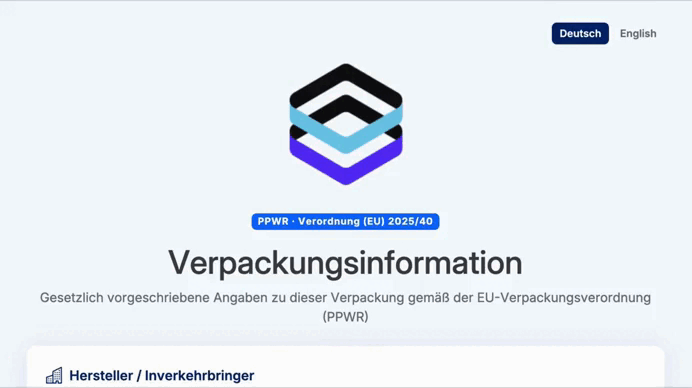 PPWR Verpackungsinformationen im hauseigenen System von Packstack