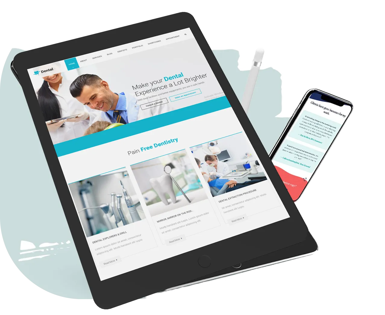 A tablet with a phone next to it.