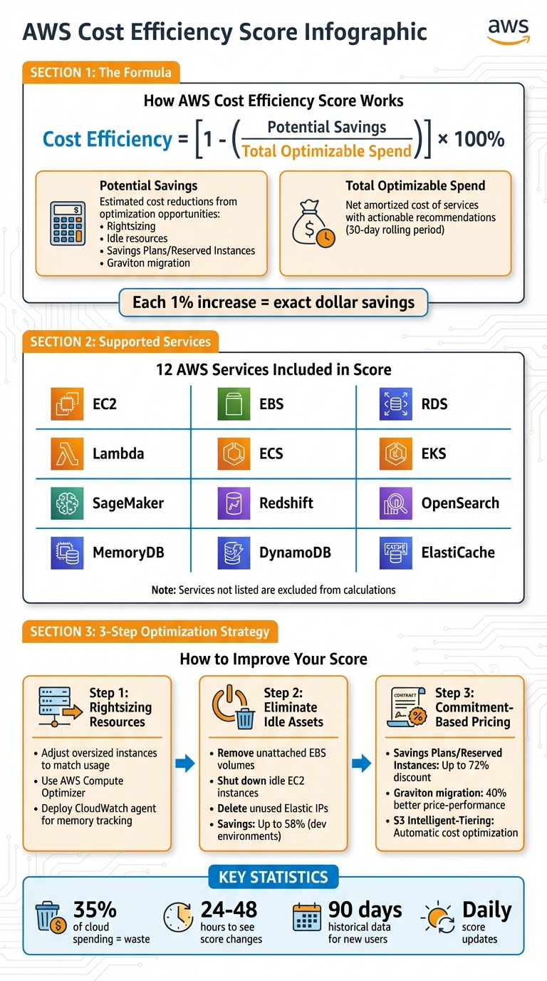 AWS Cost Efficiency Score: Formula, Components, and Optimization Strategy