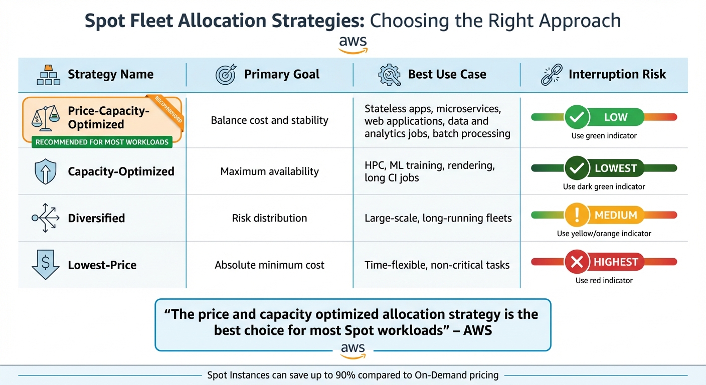 Spot Fleet Allocation Strategies Comparison: Cost vs Reliability