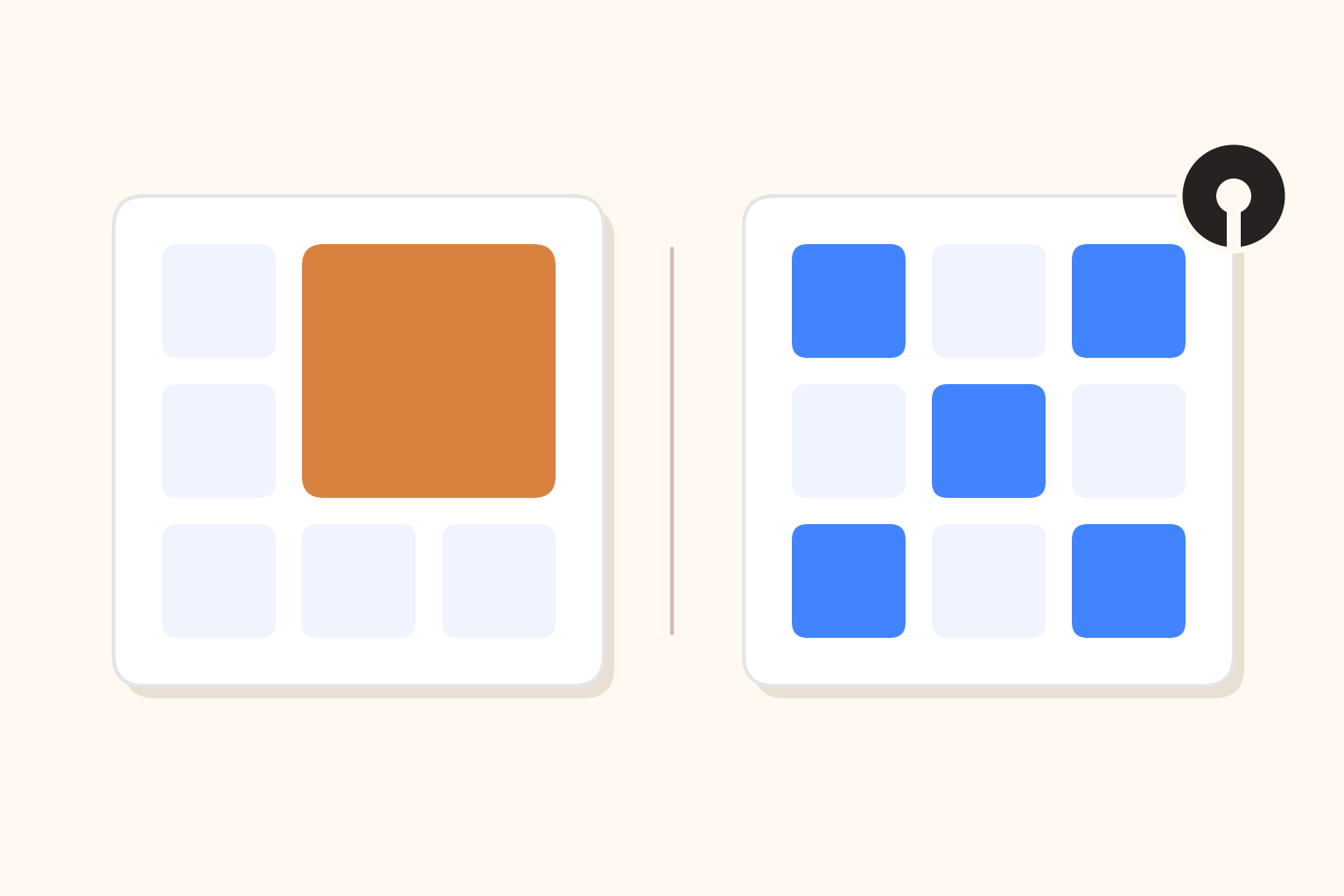 Two AWS organizations side by side: one with a large foreign block dropped in, one intact with a key badge on its edge