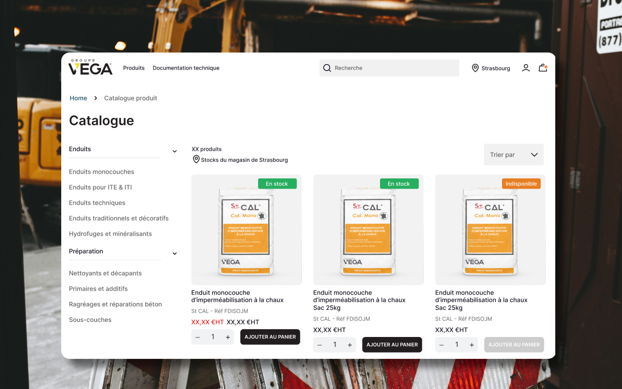 Liste produits - Vega