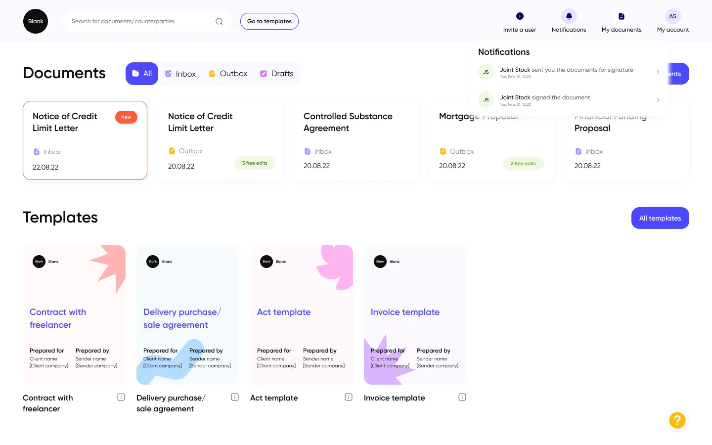 Document dashboard