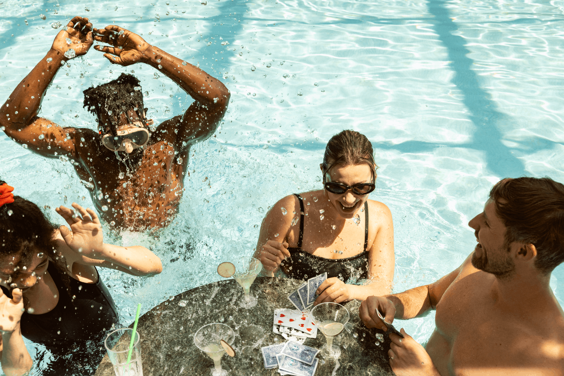 Guests having fun at a pool bar