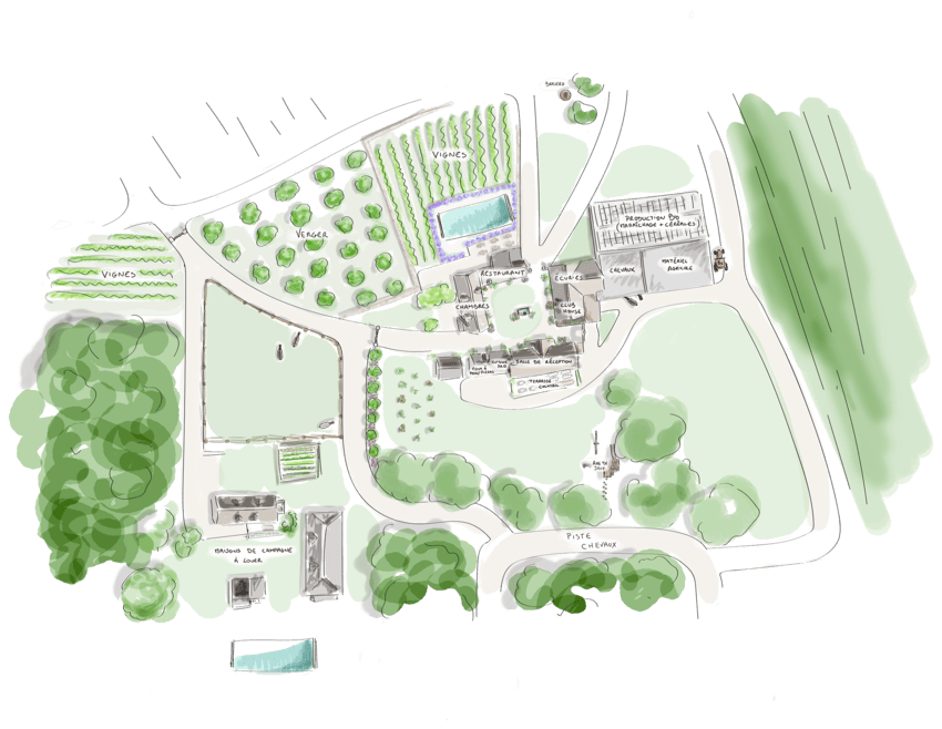 Plan dessiné du Grand Breuil vu du ciel