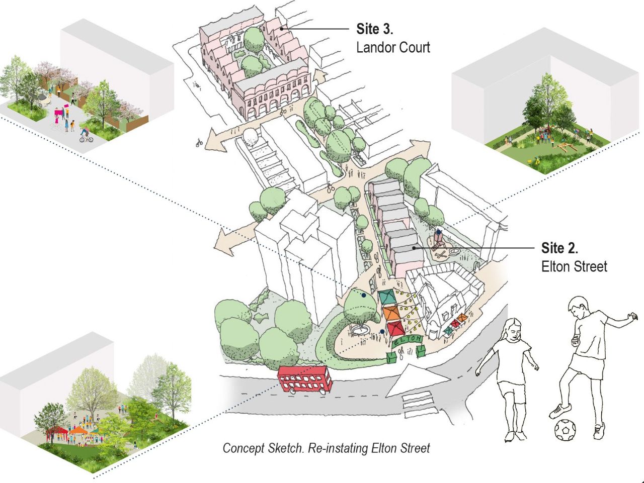 Concept sketch of design to re-instate Elton Street.