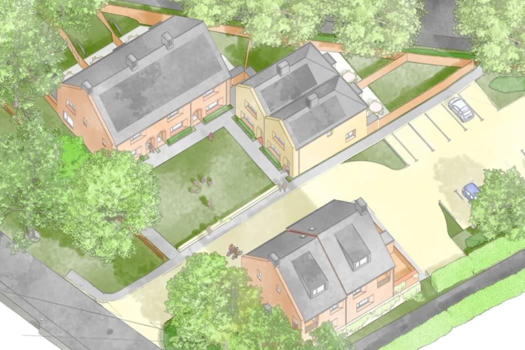Close up drawing of buildings