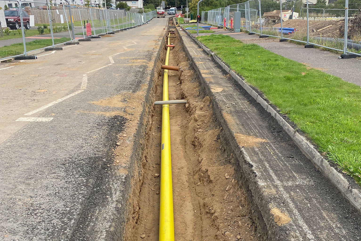 Photo of a utility pipe laid underground for a new residential development. 