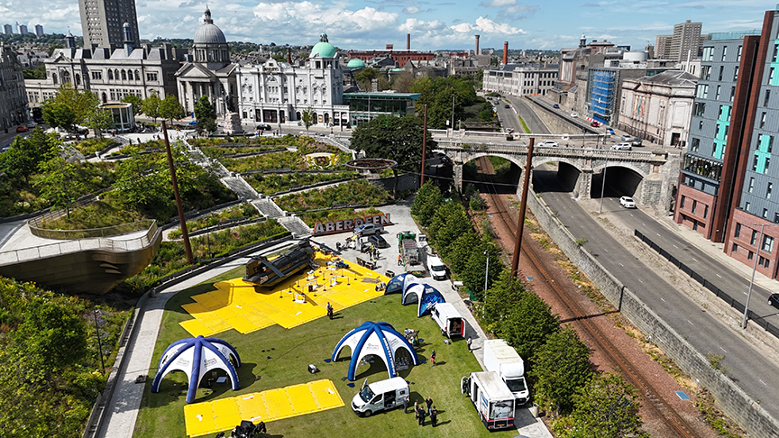 Nicol of Skene's Trackway Division Protects Union Terrace Gardens for RAF Chinook