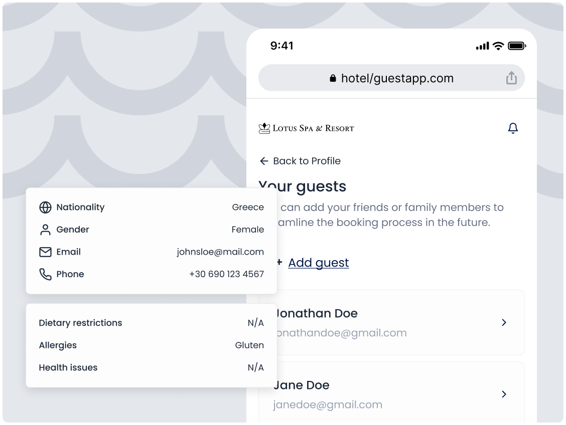 Guest management screenshot