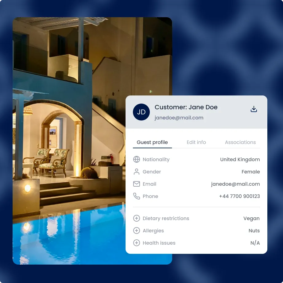 A detailed guest profile in the Triparound hotel guest management system
