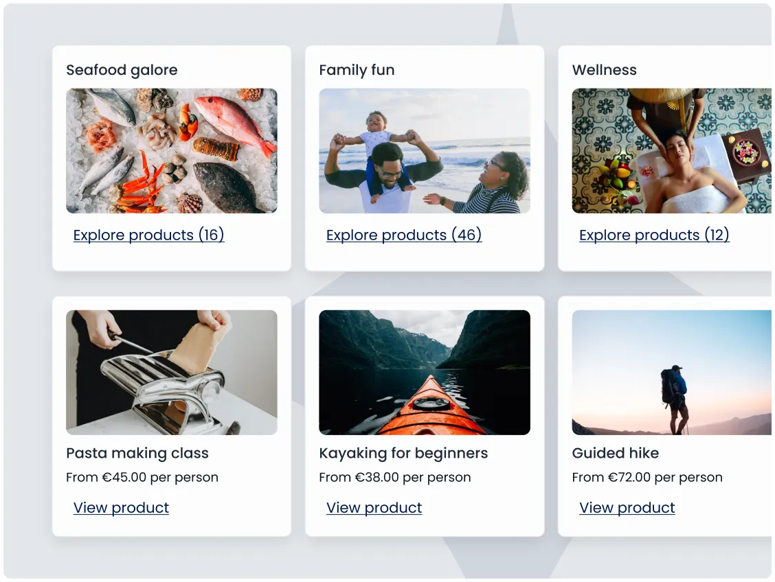 List of bookable activities and experience in the Triparound guest app
