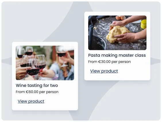 Examples of bookable activities in the Triparound digital concierge