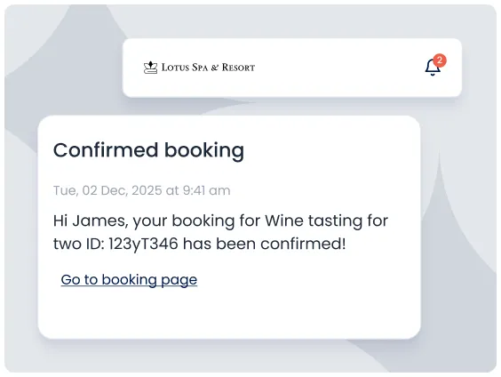 Booking confirmation message in the Triparound digital concierge