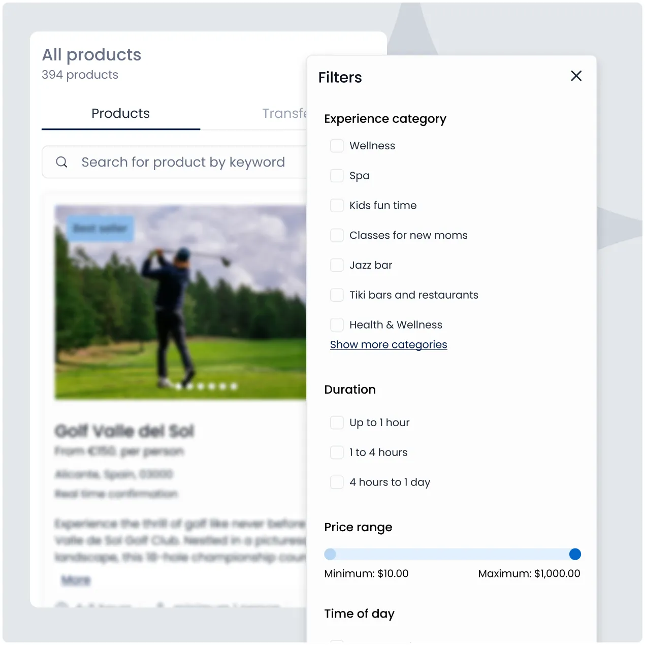 How to filter experiences in the Triparound virtual concierge app