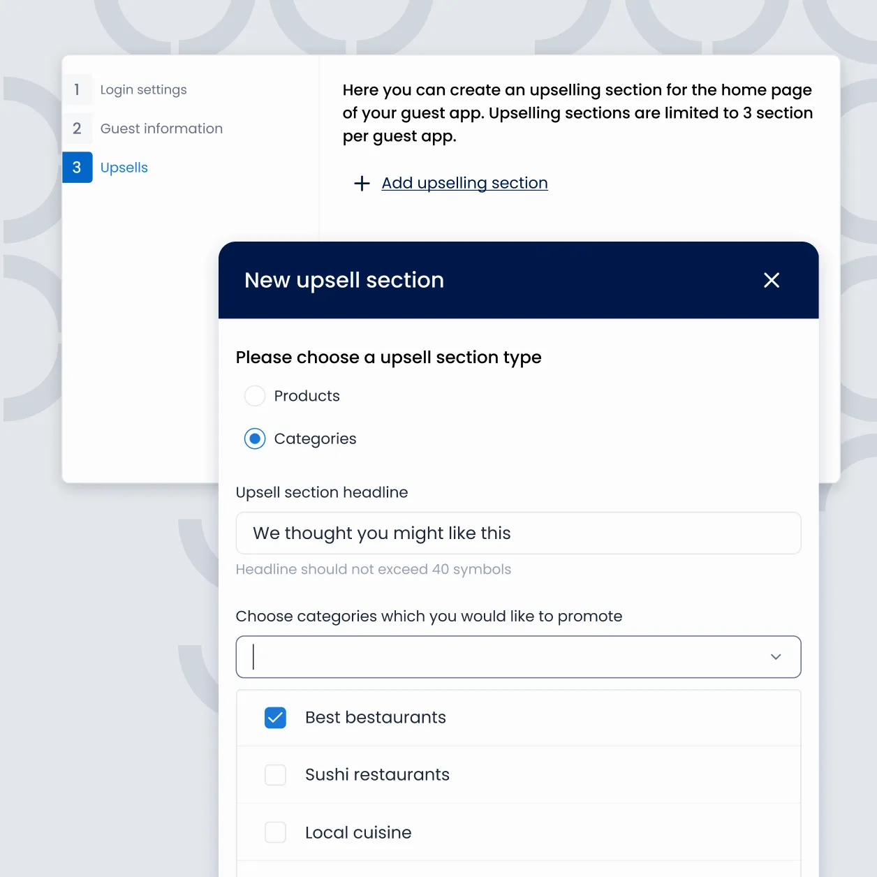 How to create a new upsell in Triparound's hotel concierge software