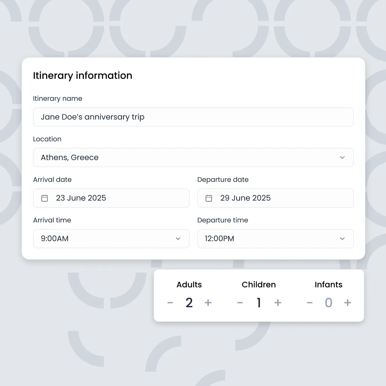 Itinerary information card in Triparound's guest experience platform for vacation rentals