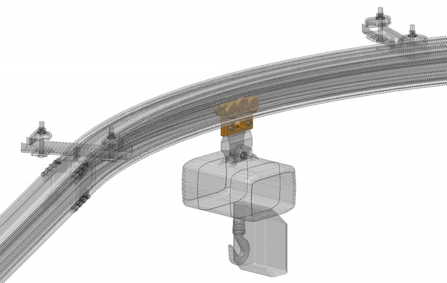Enkelbanor i aluminium från EEPOS för smidig och ergonomisk materialhantering. Flexibelt system med kurvor, flera infästningar och kapacitet upp till 2000 kg.