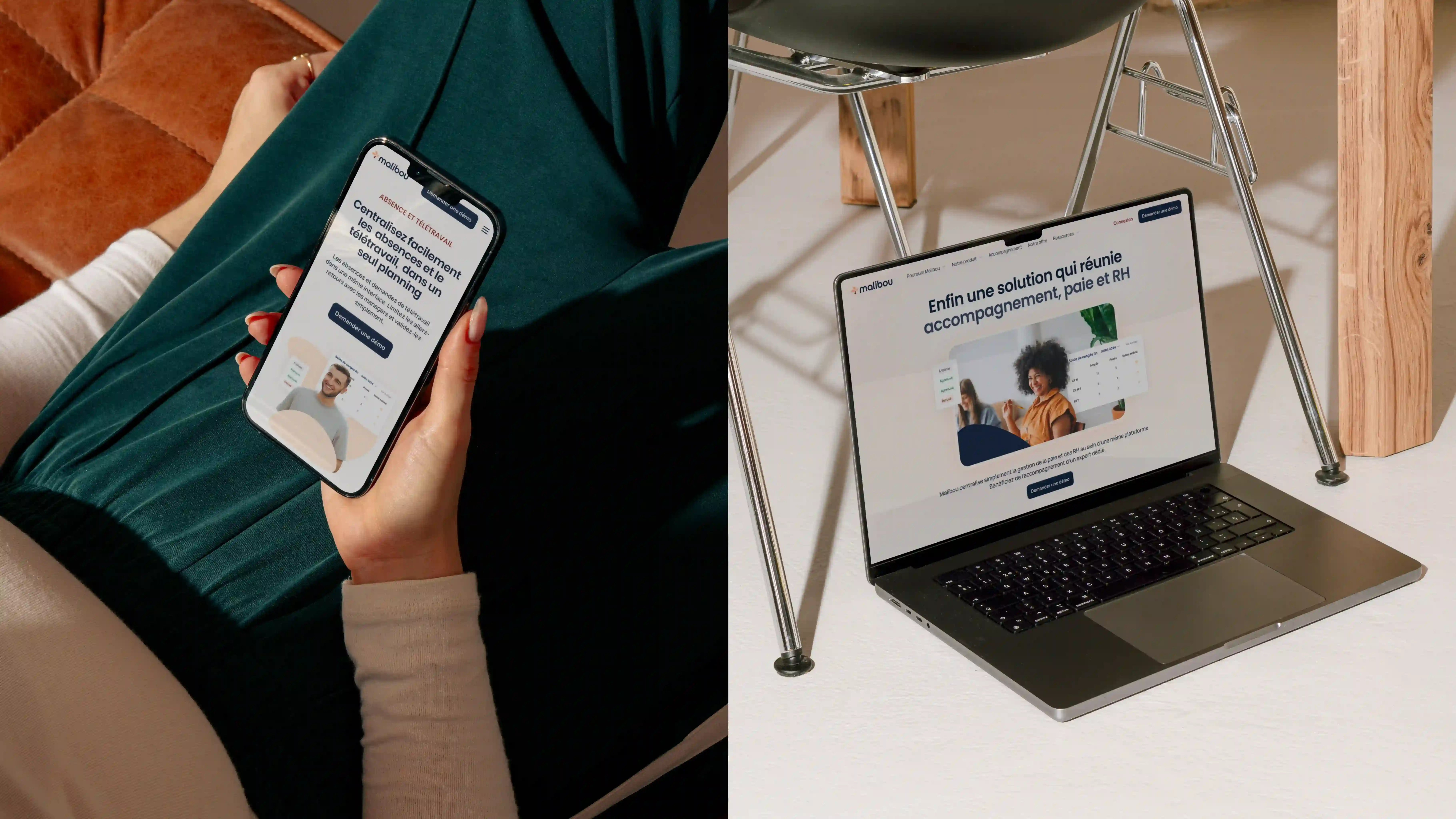 Malibou website on mobile and desktop