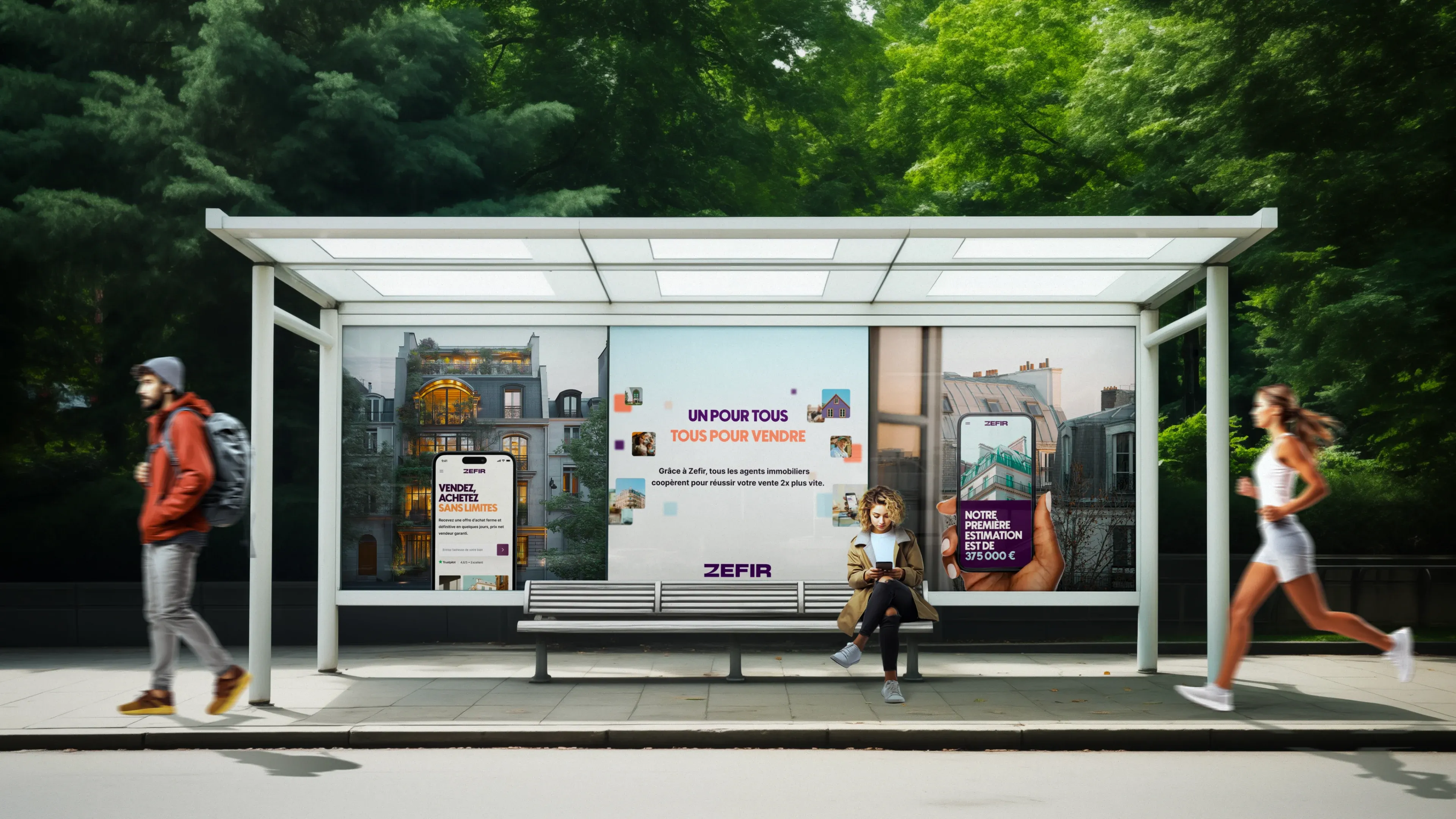 Zefir website and cover on a bus stop ad