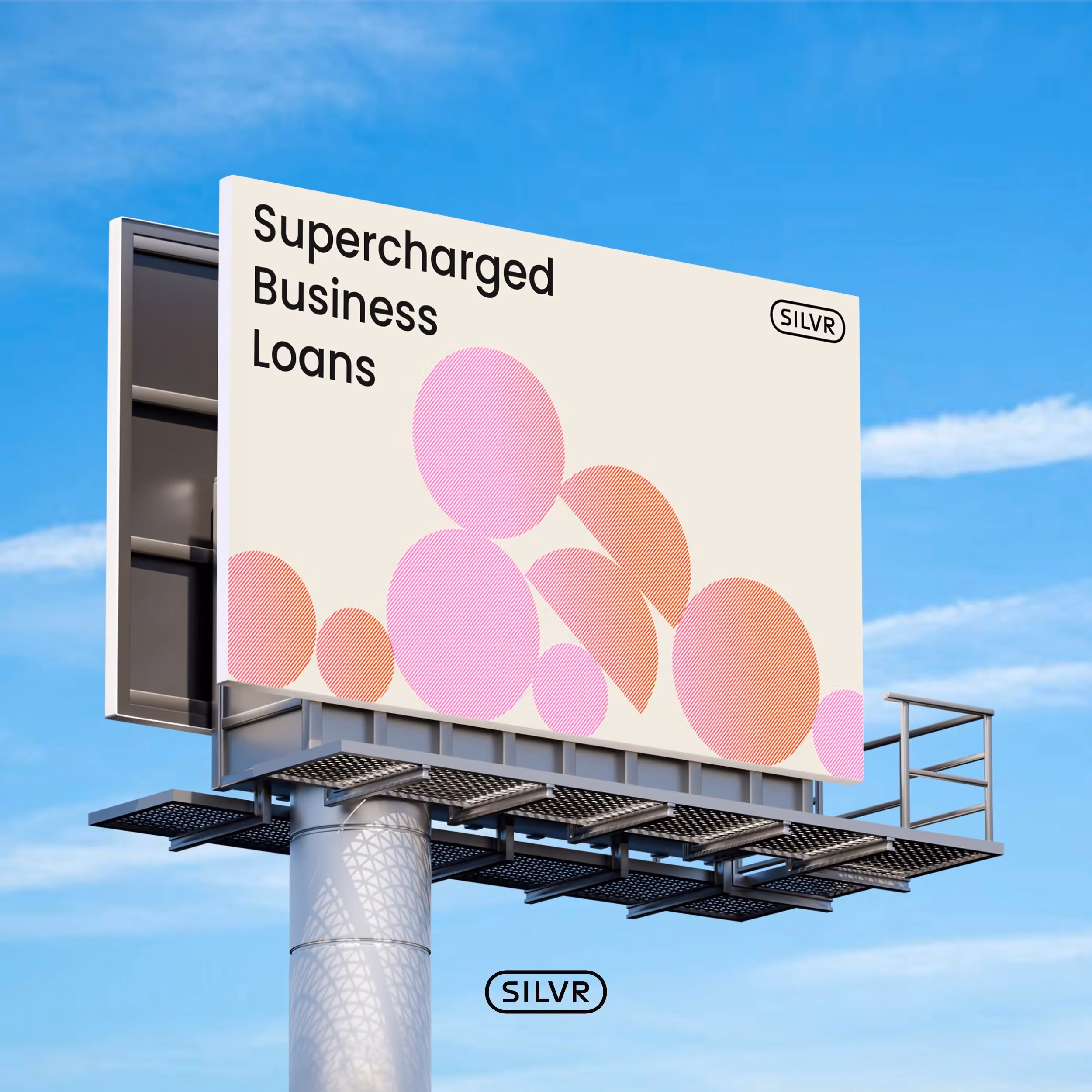 Silvr Tagline "supercharge business loan" on a billboard