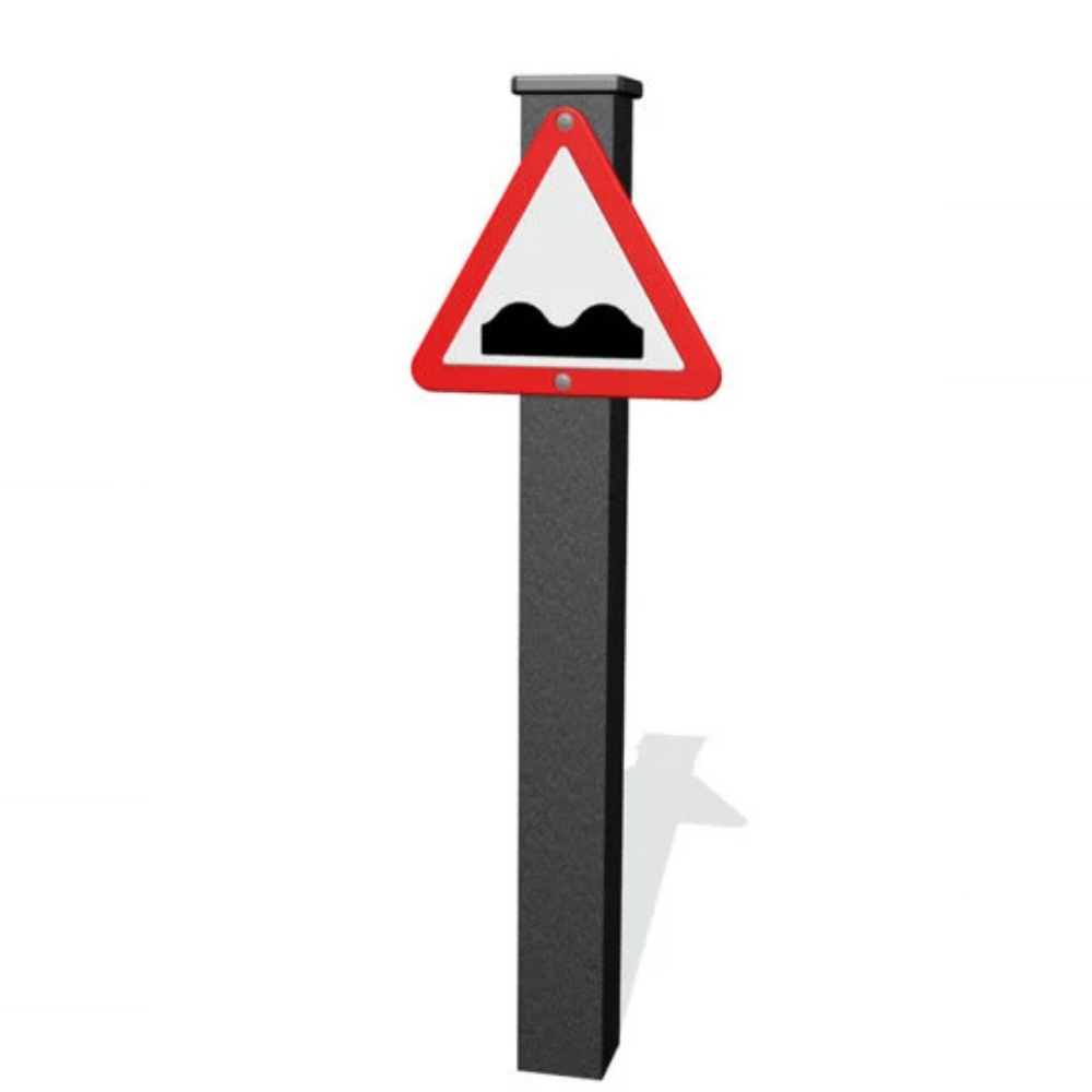 Transport Panel - Uneven Road Street Sign with post