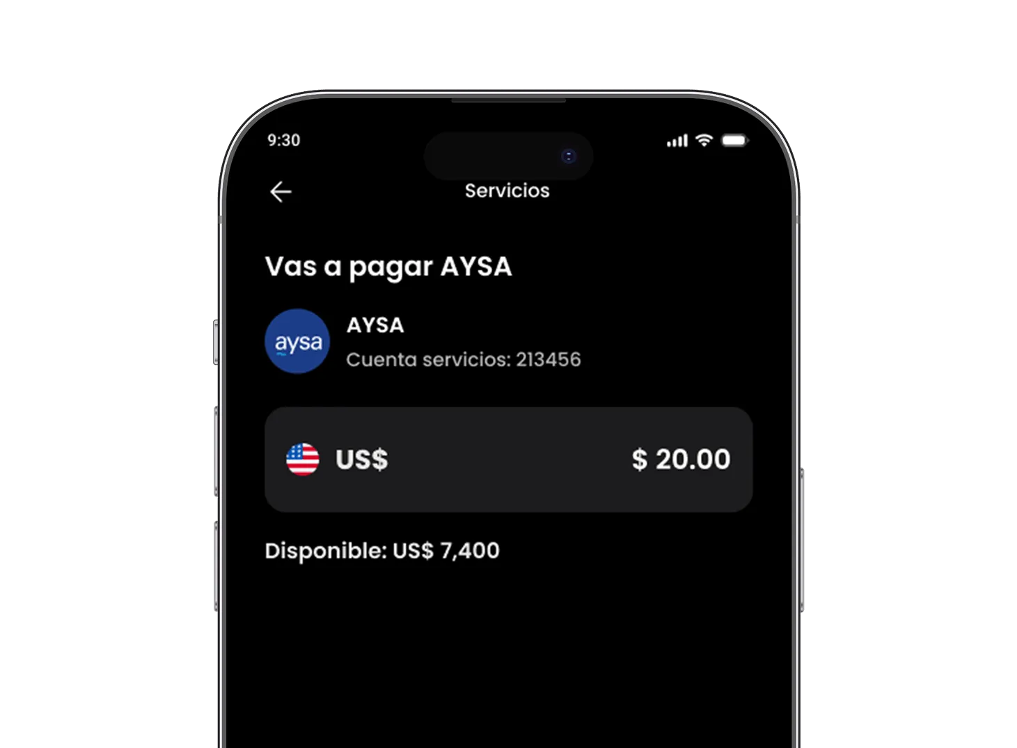 proceso de pago de servicio en wallbit