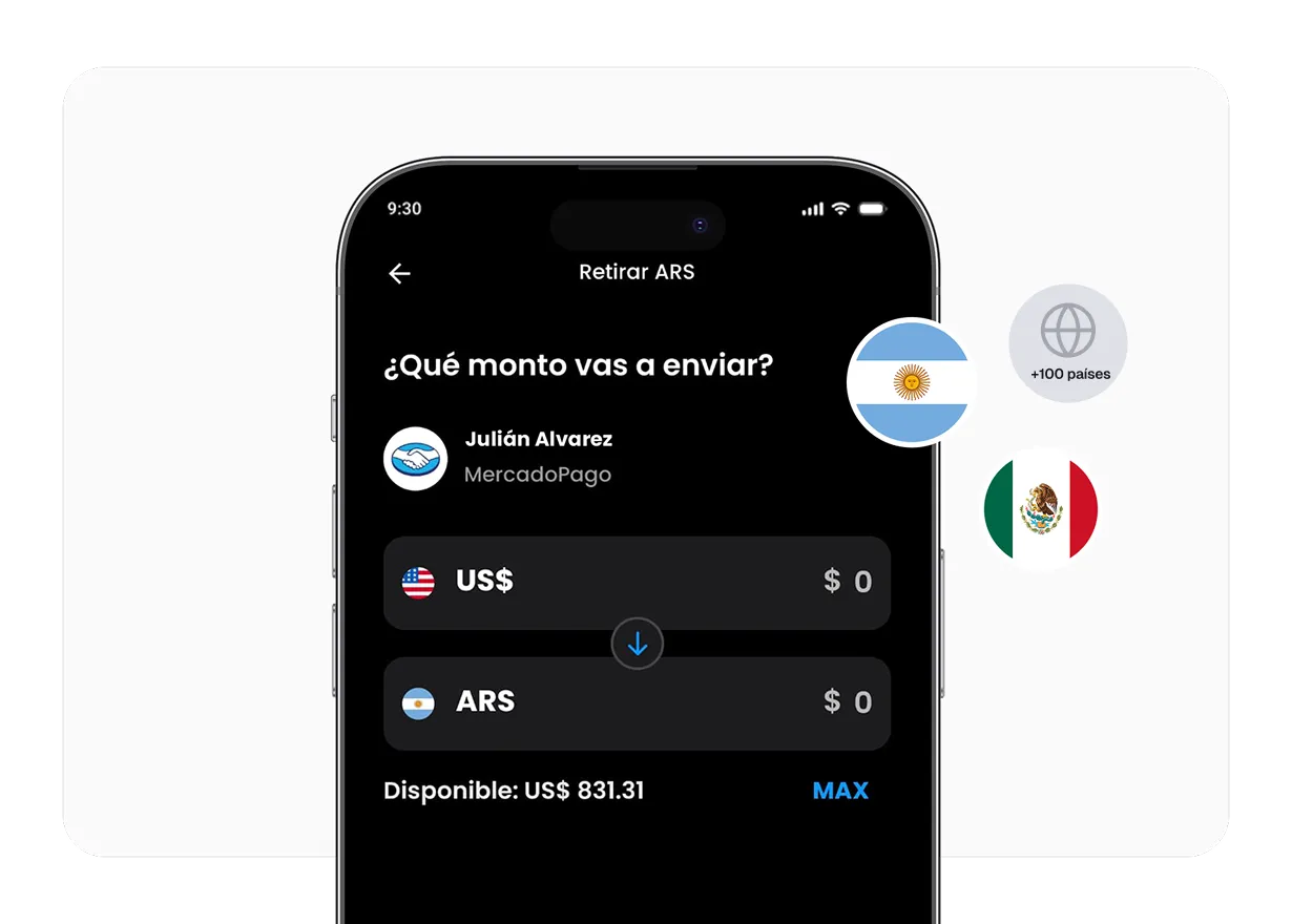 Retire en moneda local hacia una cuenta a tu nombre