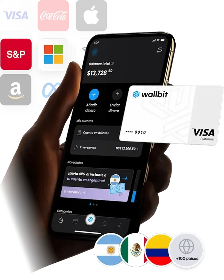 phone with wallbit app and international visa card