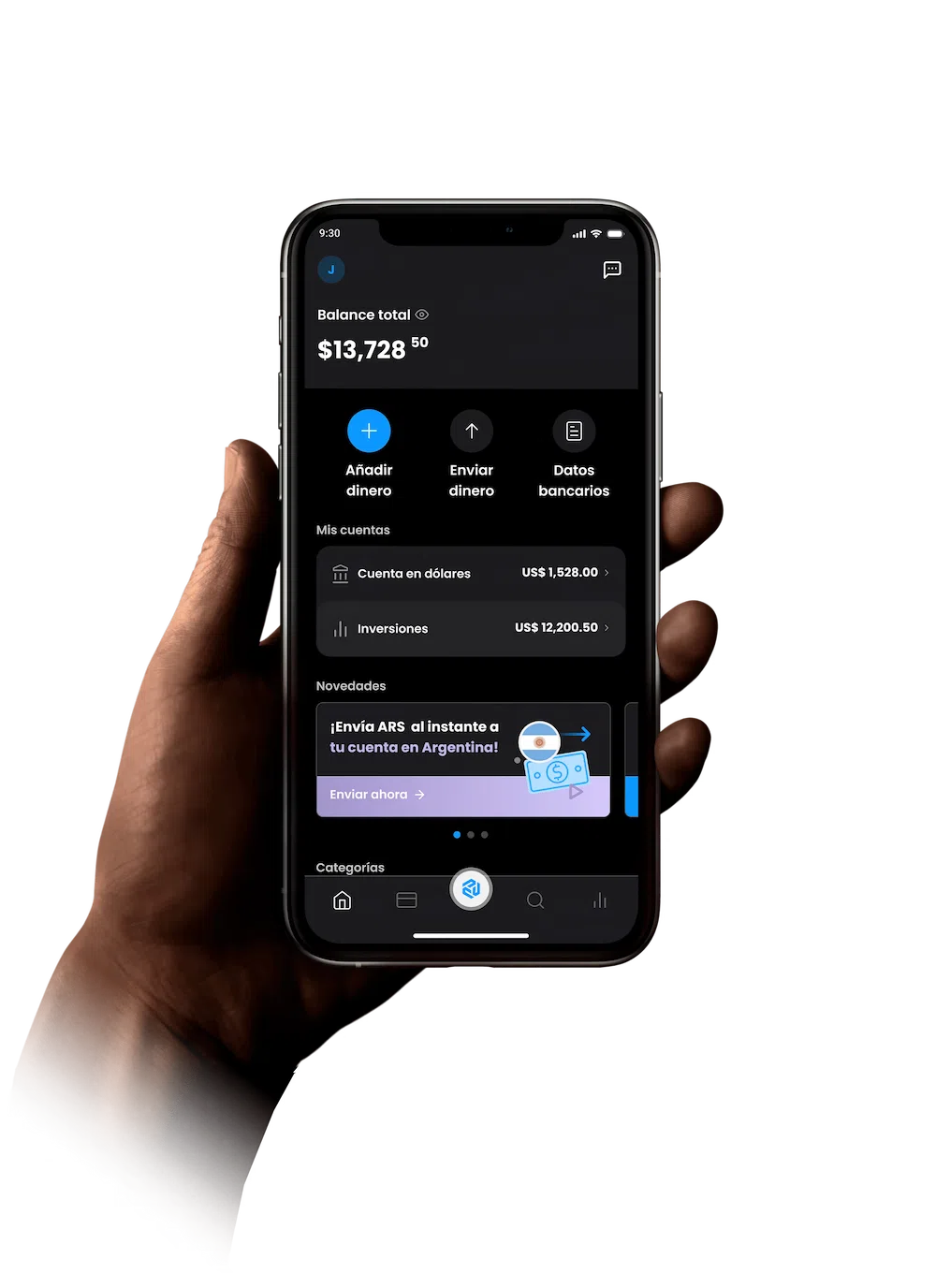 hand using the wallbit application