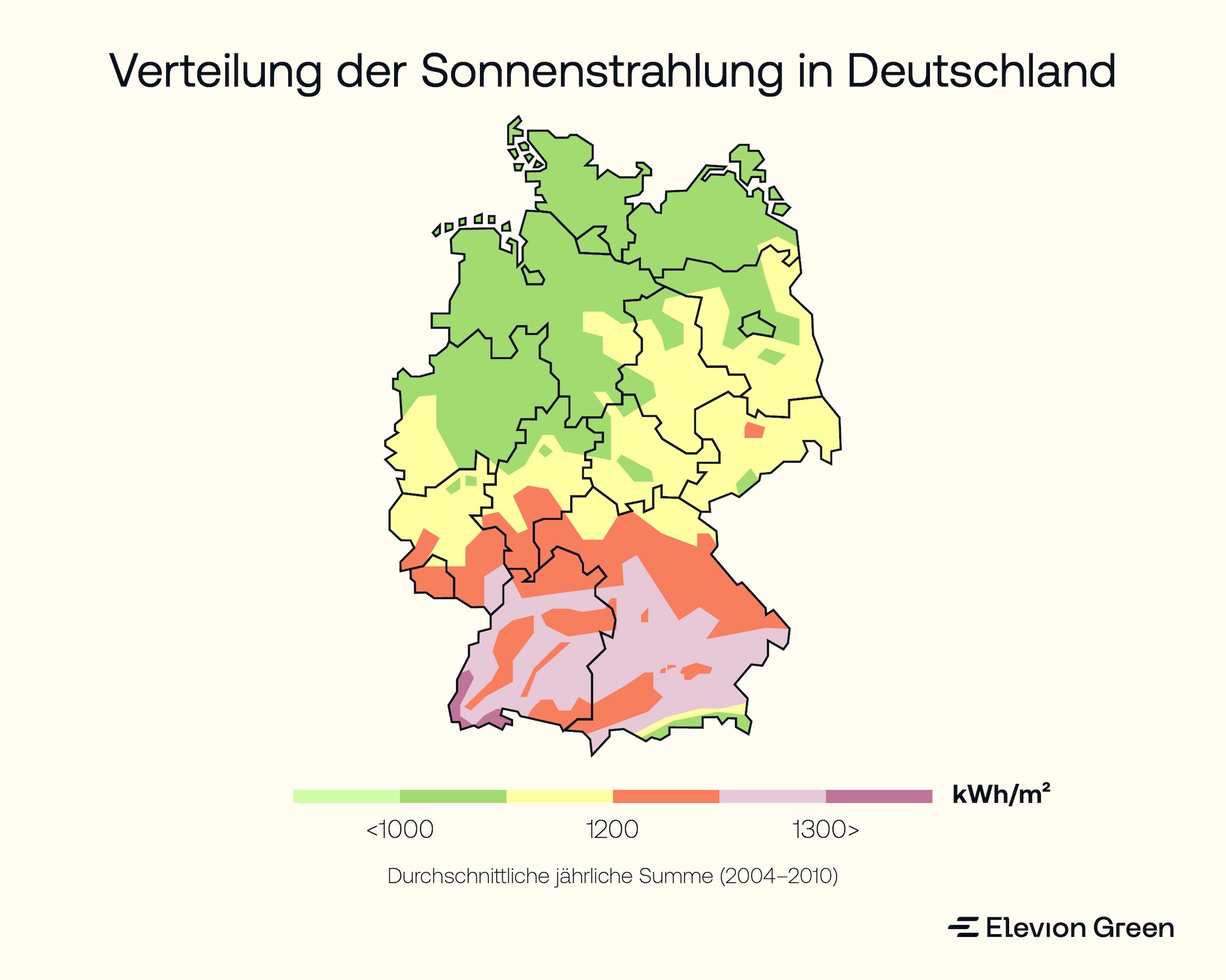 Verteilung der Sonnenstrahlung in Deutschland
