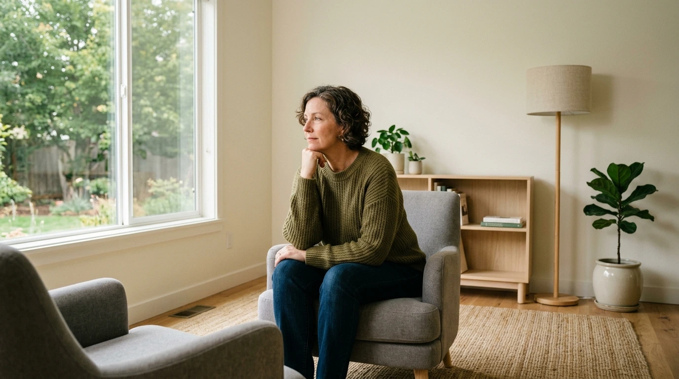 Wann sollte man zum Psychologen gehen – Person reflektiert in ruhiger Umgebung vor einer Beratung