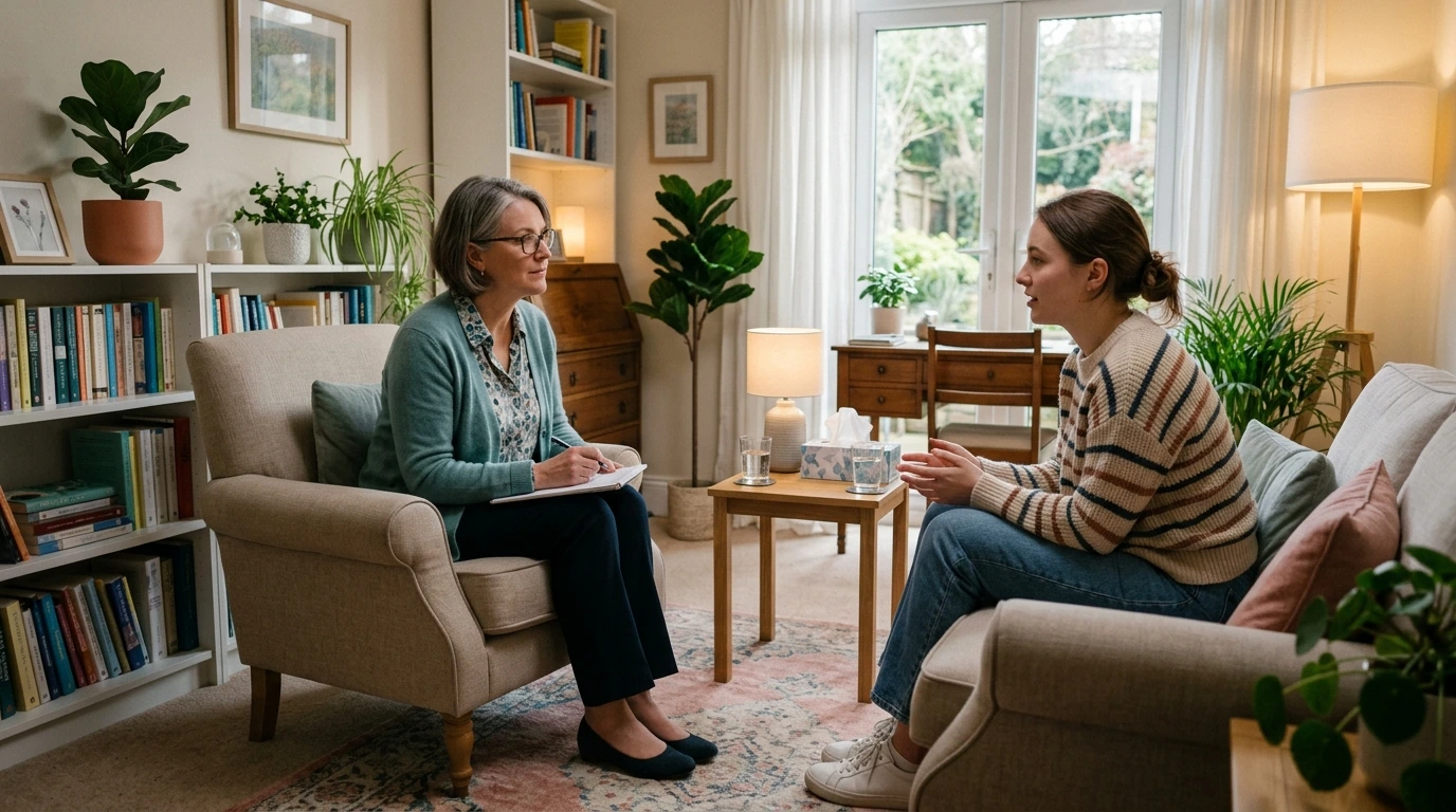 Unterschied zwischen Psychologe, Psychotherapeut und Psychiater – Beratungsgespräch in ruhiger Atmosphäre