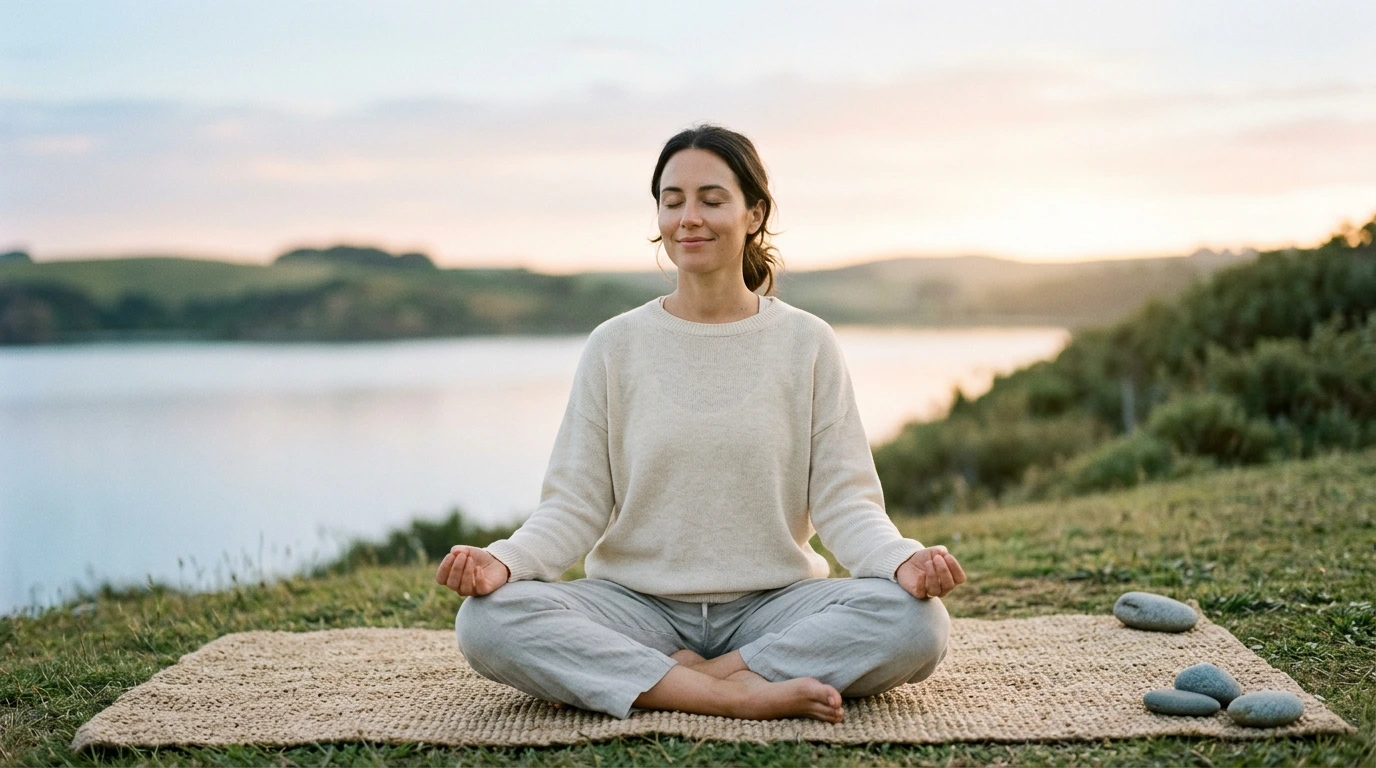 Emotionale Stabilität entwickeln – Person in ruhiger Umgebung übt Achtsamkeit und innere Balance