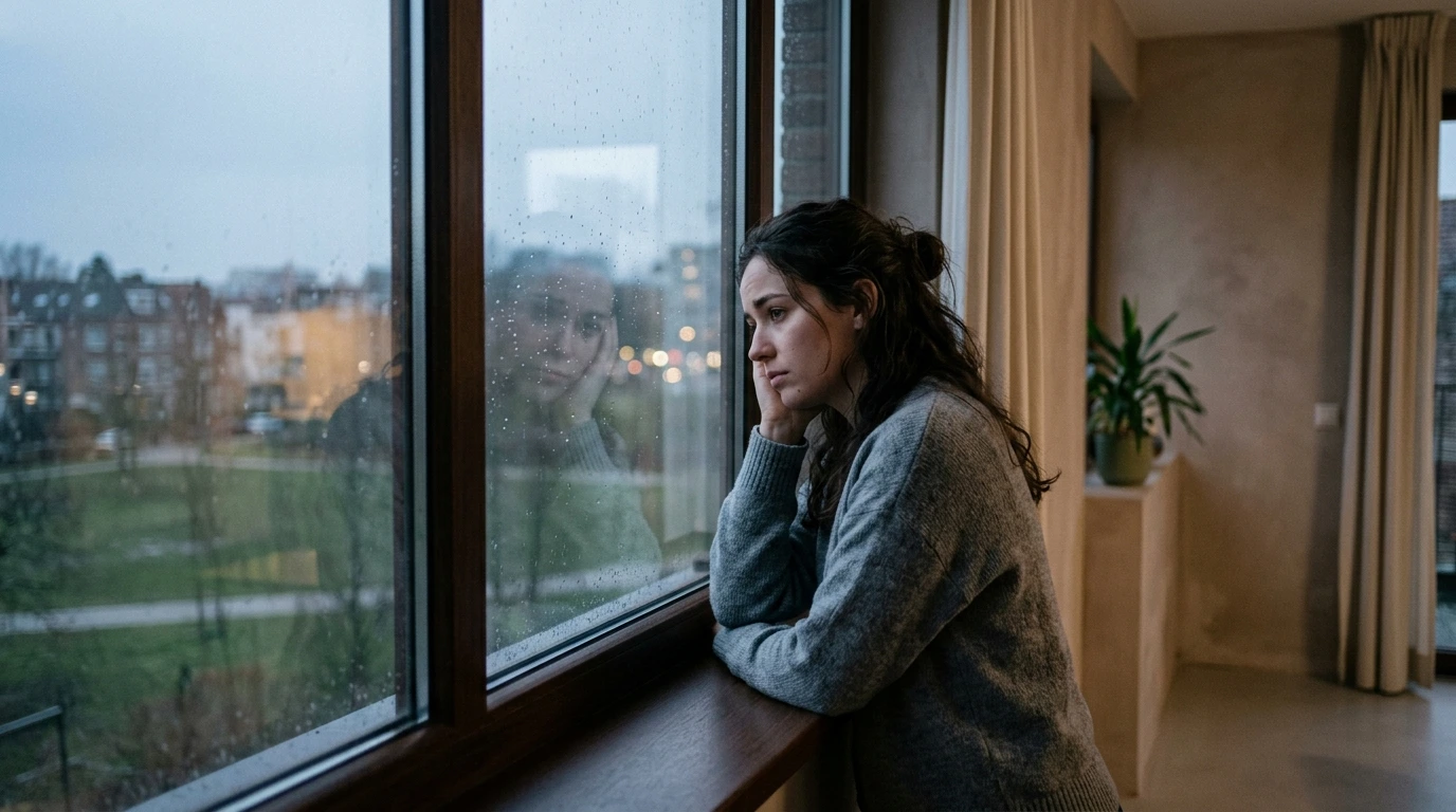 Emotionaler Schmerz und Verarbeitung – Person reflektiert Gefühle in ruhiger Umgebung