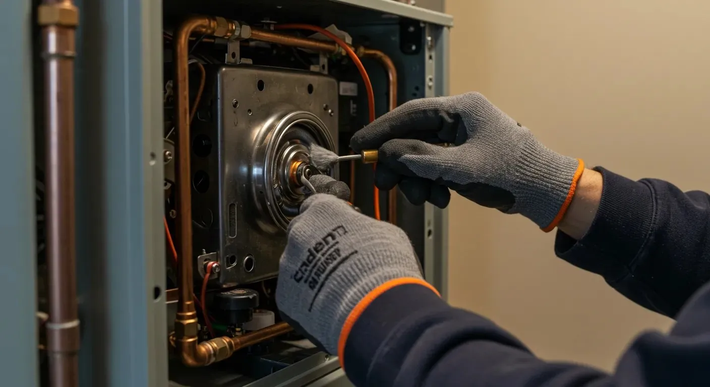 Routine heating maintenance performed by HVAC expert