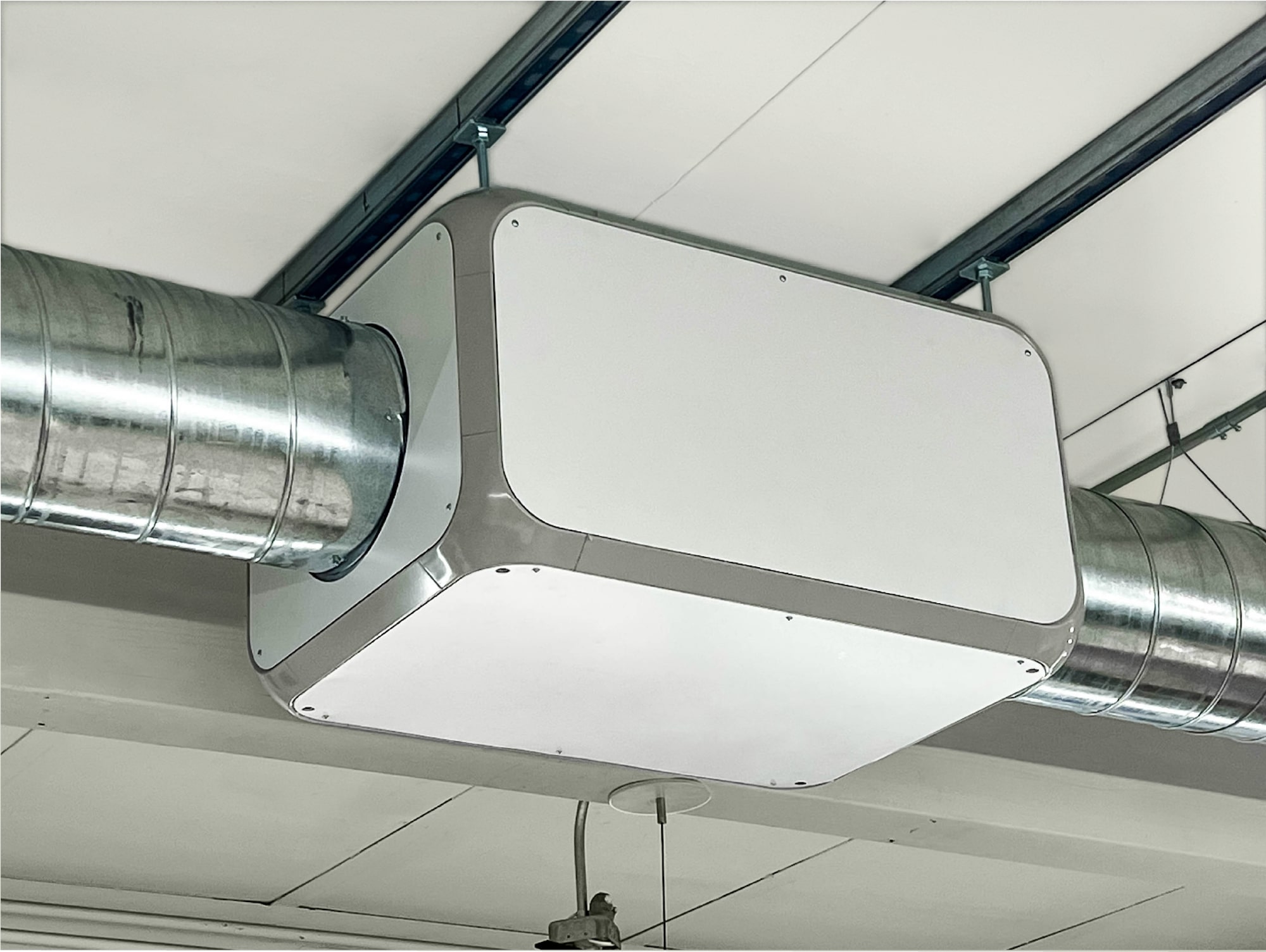 Image is of an industrial air cleaning system.