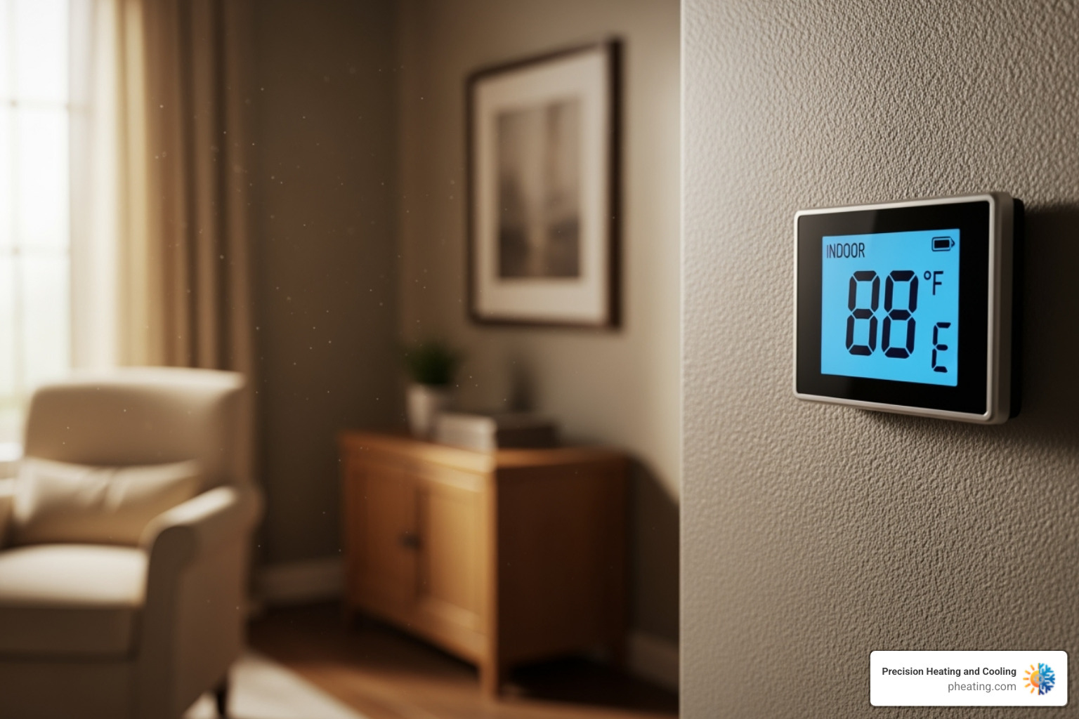 A thermostat showing a high indoor temperature, indicating an AC failure - AC repair Los Gatos