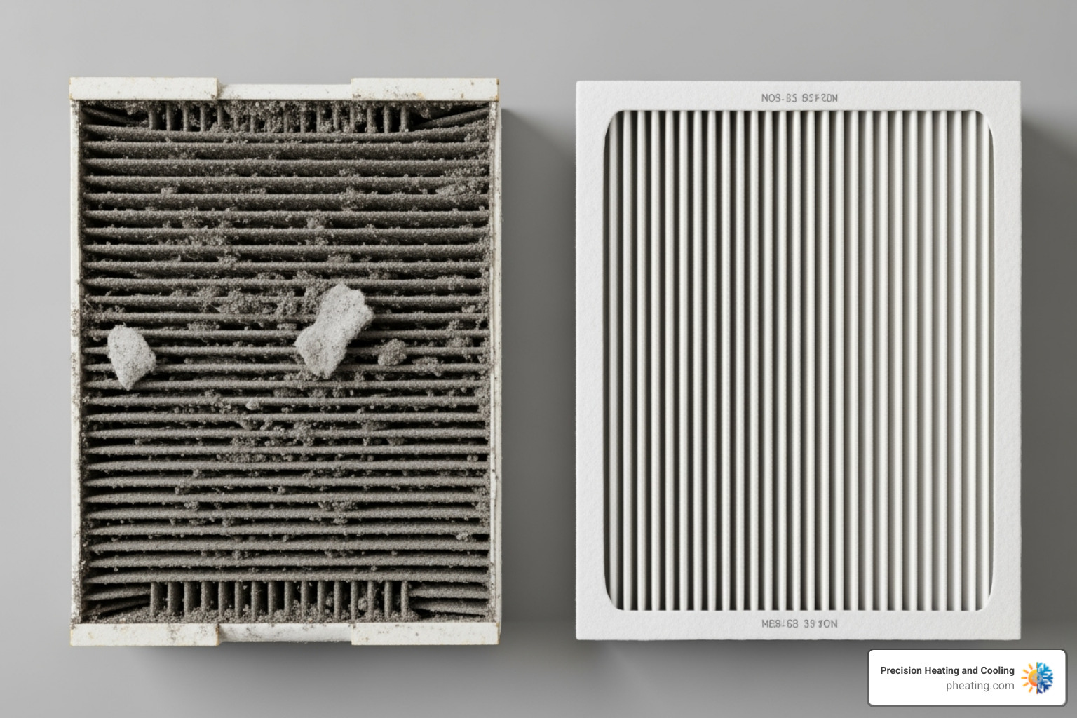 dirty air filter next to a clean one - AC not cooling
